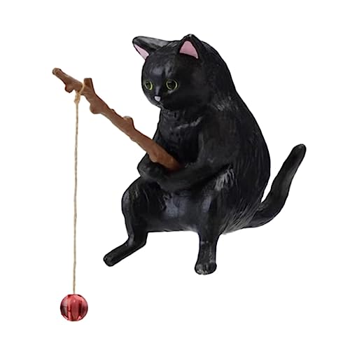Miniature Fishing Cat Aquarium Decor Mini Animal Figurine Statue Aquarium Animal Decorations Small Fishing Cat Miniature Figurines Set for Freshwater Saltwater Fish Tanks Decor