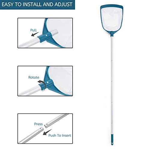Upgrades Swimming Pool Leaf Net Skimmer Rake with Adjustable Aluminum Pole and Nylon Medium Fine Mesh for Cleaning Swimming Pools, Hot Tubs, Spas and Fountains - size: Pool Skimmer with Pole