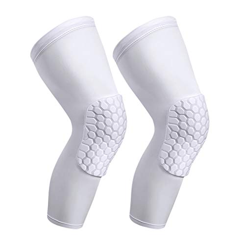 PISIQI Knee Pads Compression Pads Long Leg Sleeve Collision Avoidance Brace - color: White, size: Large