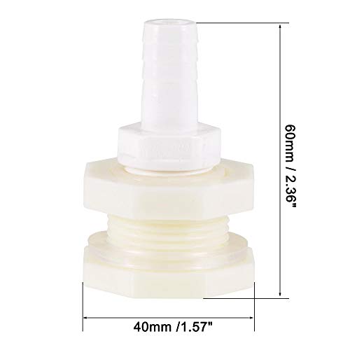uxcell Bulkhead Fitting Adapter 12mm Barbed x G1/2 Female ABS White for Aquariums, Water Tanks, Tubs, Pools 4Pcs - size: G1/2