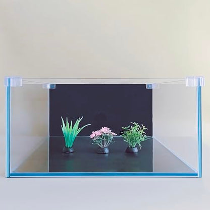 3.5 Gallon Fish Tank 30 * 30 * 15CM- Low Iron Glass Aquarium with Non-Slip Mat, Background Paper & Corner Protectors | Betta, Turtle, Shrimp Habitat Kit | Beginner Friendly Small Aquarium - size: 30*30*15CM