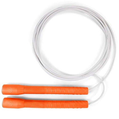 Elite Jumps Fit Rope or Fitness - Premium 4mm Pvc Speed Jump Rope - Indoor and Outdoor Exercise - Adjustable Cables, Aerobic Exercise, Gym & Home Fitness Workouts & More - Orange