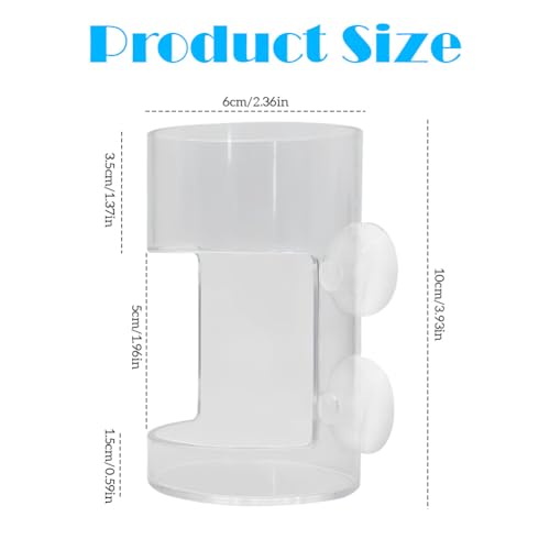 Clear Fish Tank Feeding Tray with Suction Cup Feeding Tube Aquarium Divider Supplies Breeder Box for Food Tanks Bowls(Round)