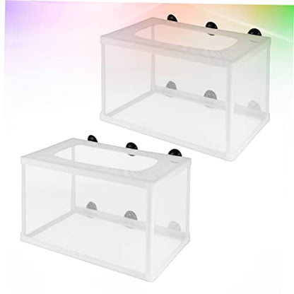 Kisangel 2Pcs Fish Net Hatchery Incubator with Suction Cups Durable Mesh Breeder Box for Aquarium Fish Tank Increases Survival Rate by Separating Aggressive and Weak Fish
