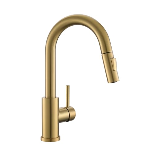 Modern Bar Sink Faucet for Kitchen Sink Single Handle with Pull Out Sprayer Hot and Cold Prep Sink Faucet Brushed Gold - color: 4 Brushed Gold