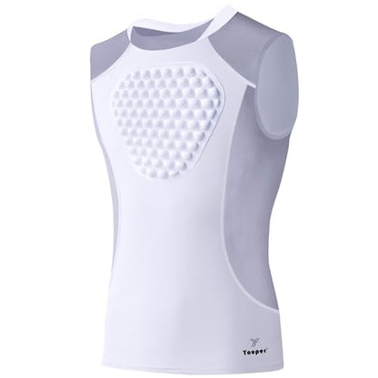 Youper Youth Baseball Chest Protector Shirt, Padded Heart-Guard/Sternum Protection for T-Ball, Football & Softball - size: X-Small, style: White Grey
