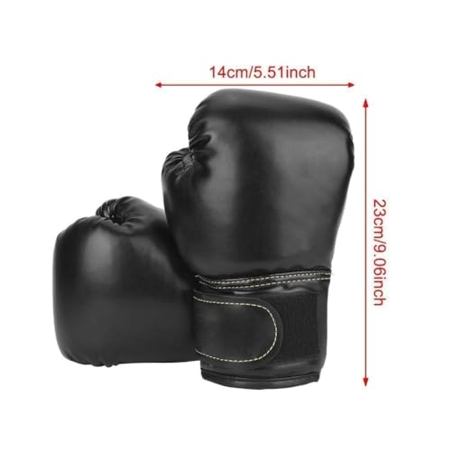 HERCHR Boxing Gloves, PU Leather Taekwondo Gloves Professional Fighting Children Boxing Training Gloves Thickened Punching Sparring Training Mitts for Kids - color: black