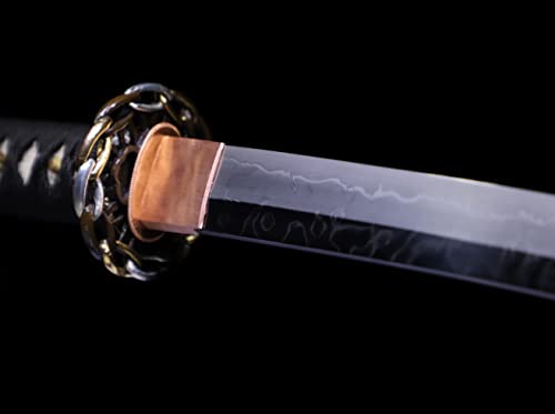 Shinken L6 Steel Katana Clay Tempered Real Samurai Sword - color: Hitatsura Hamon