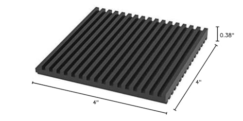 18314 Rubber Anti-Vibration Isolation Pads, Solid Ribbed Design, Heavy Duty All Rubber Pad, Black, Quantity 8 (4"x4"x3/8") - size: 4"x4"x3/8"
