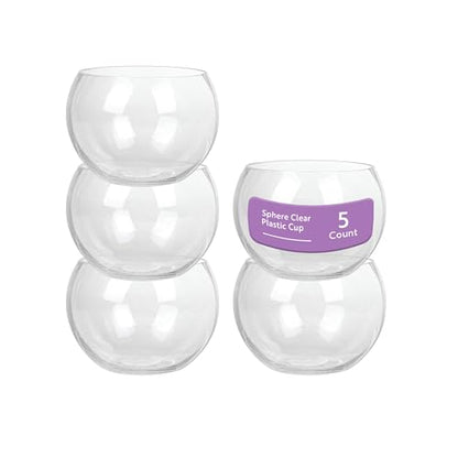 Restaurantware 4 Ounce Round Plastic Bowls 5 Disposable Sphere Cups - Reprocessable Does Not Shatter Easily Clear Plastic Appetizer Bowls Versatile For Weddings Parties Or Birthdays - size: 4 oz