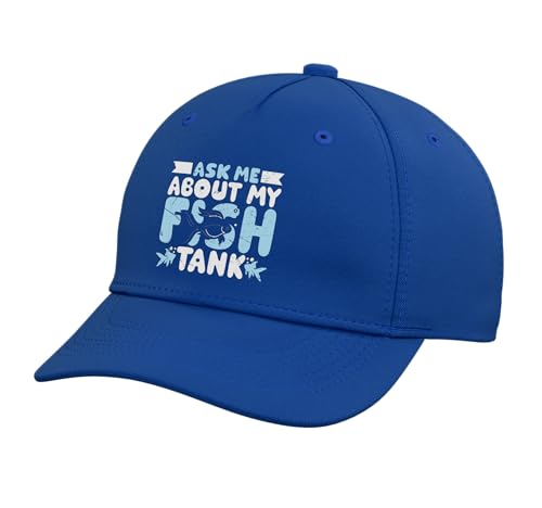 Ask Me About My Fish Tank Sunset Fishing Adjustable Printed Baseball Hat, Royal Blue