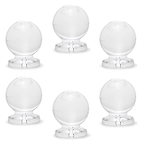6Pcs Tiny Pull Handle, Round Acrylic Knob, Self-Stick Mini Knobs, 16mm Diameter Small Size Knob Clear Shiny Knob, Cute Decoration for Jewelry Box, Gift Case and Makeup Box - color: Solid ball small handle, size: 6 Pieces