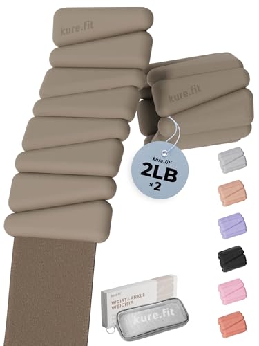 Pilates Wrist & Ankle Weights | Adjustable Weighted Bangles | 1LB/2LB Each - color: Taupe, size: 2 LB