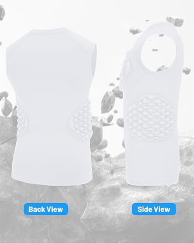 Blueleaf Youth Baseball Chest Protector Padded Compression Sleeveless Shirt Rib Heart Sternum Guard Softball Football - color: White, size: Medium
