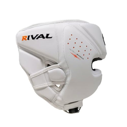 RIVAL Boxing RHG10 Intelli-Shock Headgear, D3O Front and Side Padding, Hook and Loop Back Adjustment with Lace on Top, and Anatomical Rear Head Pad Every Time - color: White, size: X-Large