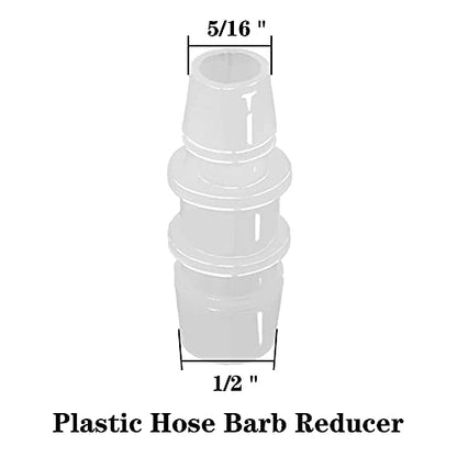 1/2" to 5/16" Hose Barb Reducer Pipe Fittings Adapter, Plastic Joint connector Splicer Mender for Aquarium Household Transport Fuel Gas Liquid Air (Pack of 4)