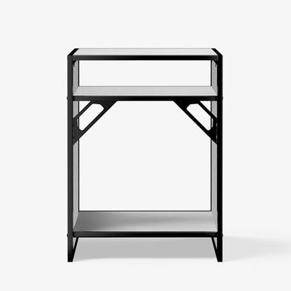 Washed Oak Wood Metal Frame Stand, Three-Shelf for Fish Tanks up to 30 Gal, CLX60-60X45X80cm (23.6x17.7x31.49 in), for Fish Tanks and Reptile Terrariums, Home & Office Use