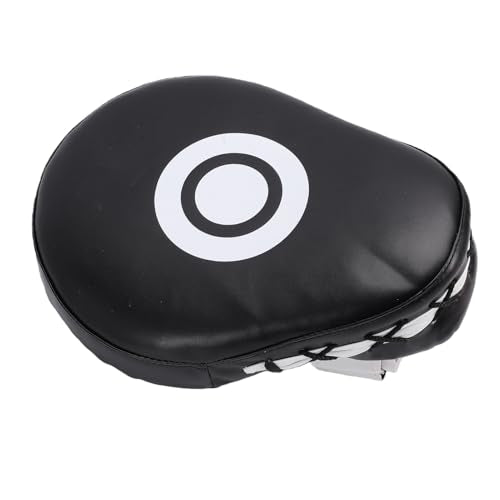 RiToEasysports Boxing Punching Mitt, PU Leather Curved Boxing Pad with Adjustable Strap, Training Hand Pad for Taekwondo Muay Thai, Adults Kids All Skill Levels - color: Black White