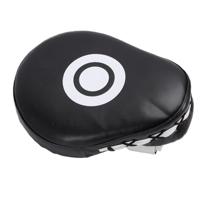 RiToEasysports Boxing Punching Mitt, PU Leather Curved Boxing Pad with Adjustable Strap, Training Hand Pad for Taekwondo Muay Thai, Adults Kids All Skill Levels - color: Black White
