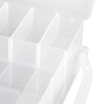 FUNSUEI 48 Grids Clear Plastic Portable Organizer Box with Adjustable Compartments, 2 Layers Plastic Jewelry Bead Organizer Box Craft Storage Containers for Electronics Art DIY Fishing Small Parts