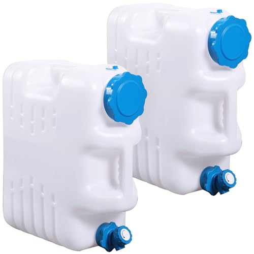 5 Gallon/18.5L Water Container with Spigot, Portable BPA Free Water Jug, Multifunction Water Tank for Camping Outdoor Hiking Picnic Supplies, Emergency Stroage, 2 Pack - size: 5 gal, 2 pack
