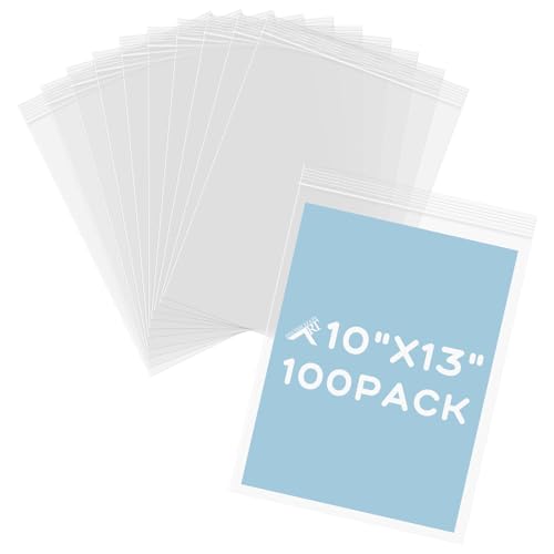 Golden State Art, 10 x 13 inch Clear Plastic Zip Bags, Reclosable Zip Bags for Small Business, Storage, Packaging & Shipping|100 Pack - color: 100 Pack, size: 10x13
