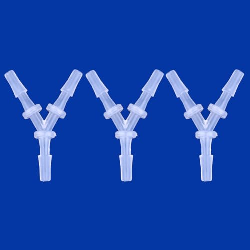 Plastic Barb Equal Y Tee 1/8" hose ID Polypropylene pipe connectors Plastic Joint Splicer Mender Adapter Union Boat Water Air Aquarium O2 Fuel (pack of 3) - size: 1/8 Inch, style: Pack of 3