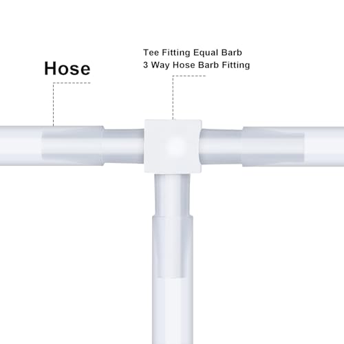 3/16" Tee Fitting Equal Barb 3 Way Plastic Tee Connector Hose Splicer Barb Adapter for Aquarium T Connector Air Line Fuel Gas Liquid (Pack of 10)