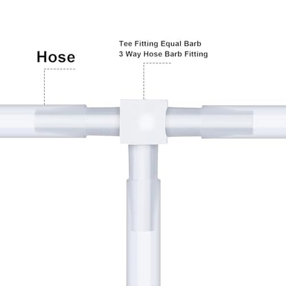3/16" Tee Fitting Equal Barb 3 Way Plastic Tee Connector Hose Splicer Barb Adapter for Aquarium T Connector Air Line Fuel Gas Liquid (Pack of 10)