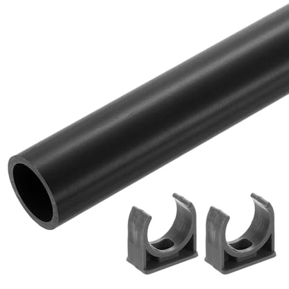 uxcell PVC Rigid Tube, 300mm Length Round Pipe Tubing, 21mm ID 25mm OD Plastic Tubes with Clamp for Aquarium, Water Cooling System, Cable Sleeve, Dark Gray - color: Dark Gray, size: 300mm x 21mm x 25mm
