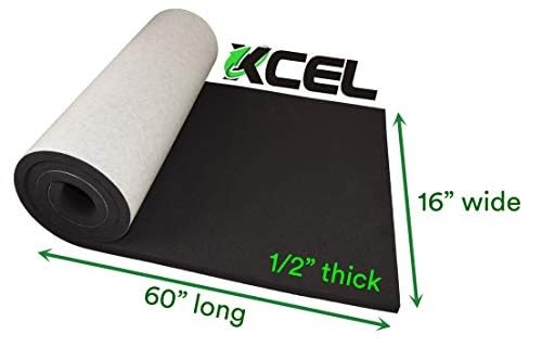XCEL Marine Foam Roll with Self Adhesive - Black 60" x 16" x 1/2" Closed Cell Foam Rubber Water Resistant Padding Sheet - Home, Marine, Garage, Automotive, Crafts & Cosplay (Black, 60" x 16" x 1/2")