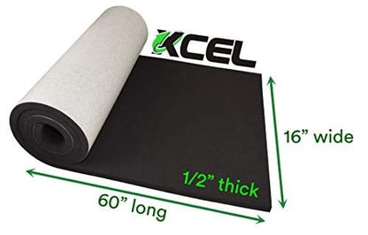 XCEL Marine Foam Roll with Self Adhesive - Black 60" x 16" x 1/2" Closed Cell Foam Rubber Water Resistant Padding Sheet - Home, Marine, Garage, Automotive, Crafts & Cosplay (Black, 60" x 16" x 1/2")