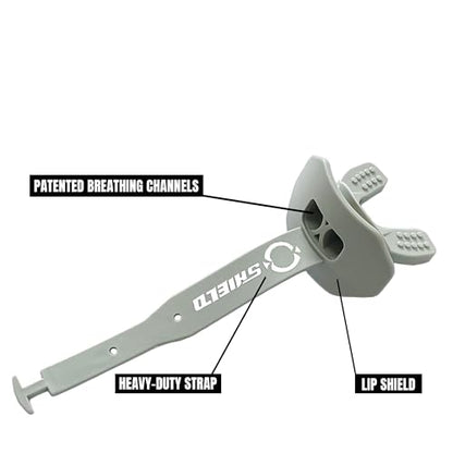 O Shield Striker Football Lip Guard with Permanent Strap - color: Grey/Silver