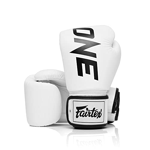 Fairtex BGV1 ONE Boxing Gloves, Leather Muay Thai MMA Kickboxing Training - color: White, size: 10 oz