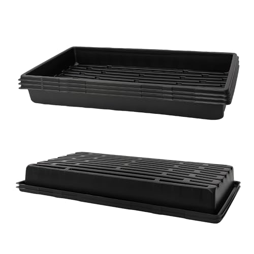 RooTrimmer Plant Growing Nursery, Standard 1020 Trays Plastic Sturdy Farmer Self Seedling Tray for Microgreens Indoor Nursery Pots Transplantation (5-Pack, 21.6"×11.2", 2.52" Deep, no Holes) - size: 21L x 11W x 2.4H