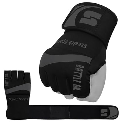 Stealth Sports Boxing Inner Gloves Neoprene Wrist Support Padded Gel Wraps Hand Protection Boxing Bag Hand Wraps for Punching MMA Martial Arts Muay Thai Speed Bag Training – Under Mitts (L)