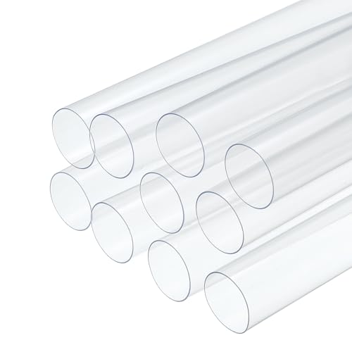 uxcell 10 Pcs Clear Plastic Rigid Tubing 29mm ID x 30mm OD, 0.5 Meters Length Round Polycarbonate Tubing for Aquarium Water Pipe, Water Cooling System, Plumbing - size: 29mm x 30mm