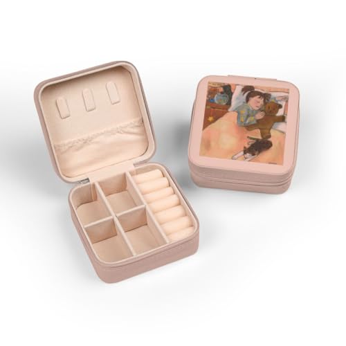 3dRose child sleeping child sleeping fish tank bed cat pastels soft bedroom girl cats soothing Jewelry Travel Case Pink