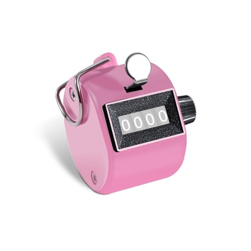TESEAS Clicker Counter Handheld Tally Counter 4-Digit Number Counter, 2 Pack Hand Mechanical Counters Clickers Pitch Umpire Click Counter for Coaching, Knitting, People, Lap, Fishing, Golf, - color: 1pc pink