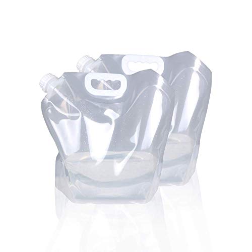 Soddeph Collapsible Water Container Bag, BPA Free Food Grade Clear Plastic Storage Jug for Sport Camping Riding Mountaineer,Freezable, Food Grade (2-pack-2.6 Gal)