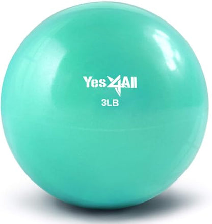 Yes4All Weighted Toning Balls for Exercise, Soft Medicine Balls for Exercise, Pilates, Yoga, Balance, Flexibility, 2-10lbs - color: Mint - Smooth - 3lbs, style: A. Smooth