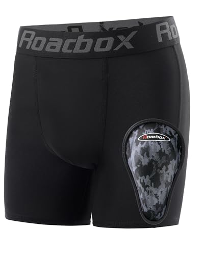 Roadbox Boys Youth Compression Shorts with Athletic Cup Baseball Football - color: 1 Pack: Black(1 Cup), size: X-Small