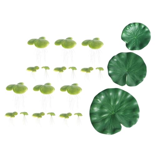 Ciieeo 21pcs Simulated Floating Lotus Leaves Aquarium Decoration Set, Realistic Green Pond Ornament with Large, Medium, and Small Lotus Pads for Fish Tank and Garden Display