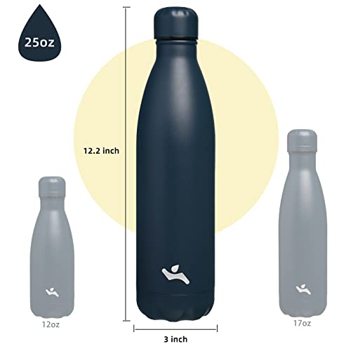 Konokyo 25 oz Insulated Stainless Steel Water Bottle, Navy Blue - color: Navy Blue, size: 25 Ounces
