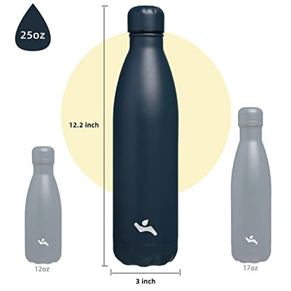 Konokyo 25 oz Insulated Stainless Steel Water Bottle, Navy Blue - color: Navy Blue, size: 25 Ounces