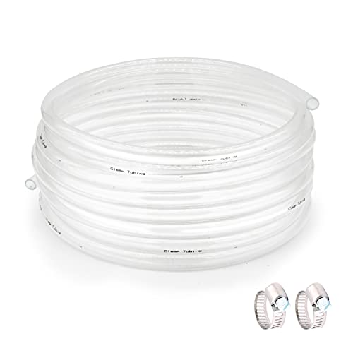 1/4’’ ID × 3/8’’ OD - 50 ft Clear Plastic Vinyl Tubing, Flexible PVC Hose Lightweight Non-Toxic vinyl Tube for Transfer Water Air Oil - size: 1/4'', style: 50 feet