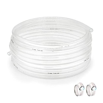 1/4’’ ID × 3/8’’ OD - 50 ft Clear Plastic Vinyl Tubing, Flexible PVC Hose Lightweight Non-Toxic vinyl Tube for Transfer Water Air Oil - size: 1/4'', style: 50 feet
