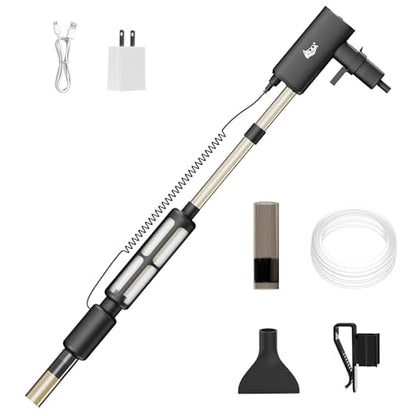 AQQA Electric Aquarium Vacuum Gravel Cleaner - 8W/213GPH Rechargeable Fish Tank Cleaning Tools Automatic Water Changer Pump with Debris Clean & Sand Washing, 4-Speed Adjustable Powerful Suction - size: 8W with 213GPH