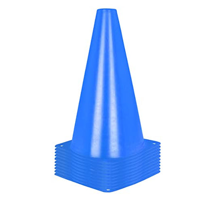 Alyoen 9 inch Traffic Cones, Plastic Sport Cones, Blue Soccer Training Cones for Outdoor Activity & Festive Events (Sets of 10/15/ 20) - color: Blue-10 Pack