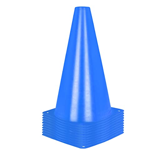 Alyoen 9 inch Traffic Cones, Plastic Sport Cones, Blue Soccer Training Cones for Outdoor Activity & Festive Events (Sets of 10/15/ 20) - color: Blue-10 Pack